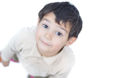 çok olumlu küçük şirin çocuk, closeup fotoğraf