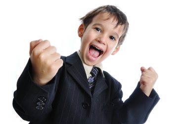 Pure success on kid's face, great gesture clipart