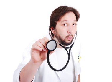 Young male doctor is taking care of you clipart