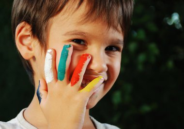 Several colors on children fingers, outdoor clipart