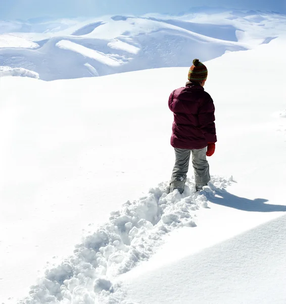 Wandern im Schnee — Stockfoto