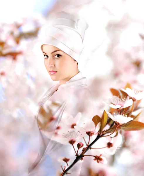 Vita vackra geisha — Stockfoto