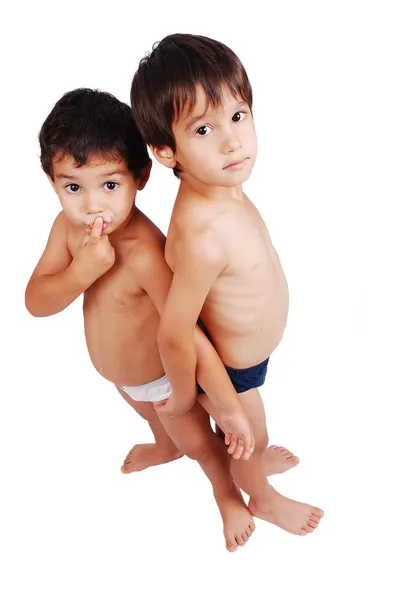 Due ragazzi molto carini senza camicie in biancheria intima — Foto Stock