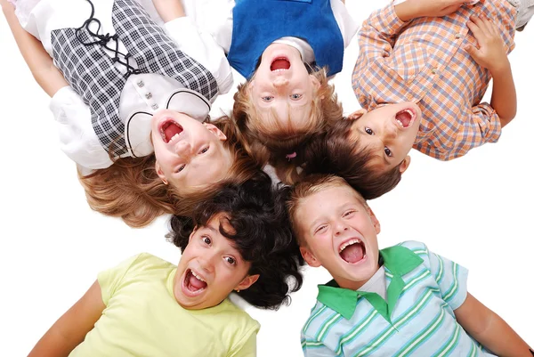 Happy four children together in circle — Stock Photo, Image