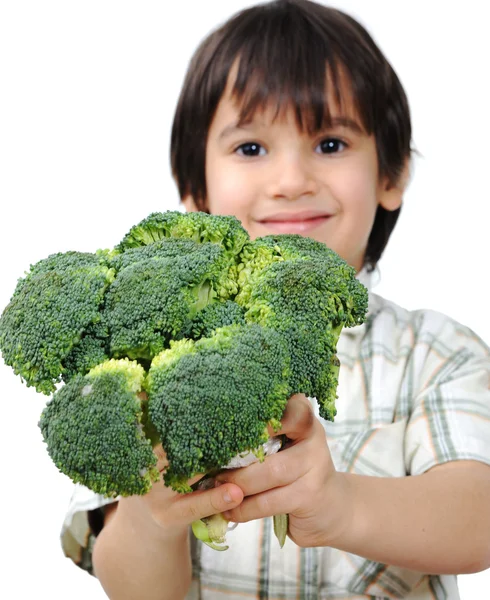子と新鮮な野菜 — ストック写真