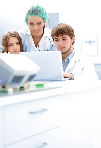 stock image Successful teamwork inside the lab, research, young experts