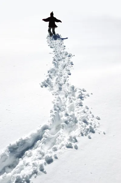 Walking in snow — Stock Photo, Image