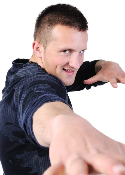 Young macho man in different poses, series of photos — Stock Photo, Image