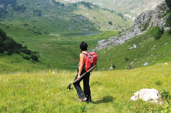 Caminar hasta las colinas de montaña, aventuras deportivas —  Fotos de Stock