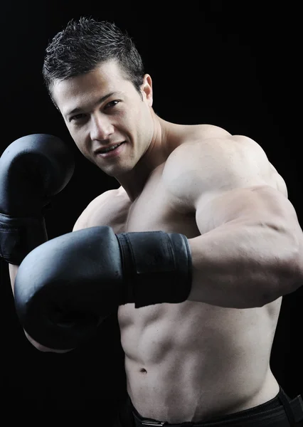 A tökéletes férfi test - félelmetes boksz harcos — Stock Fotó