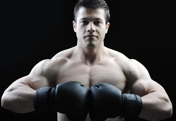 Den perfekta manliga kroppen - awesome boxning fighter — Stockfoto