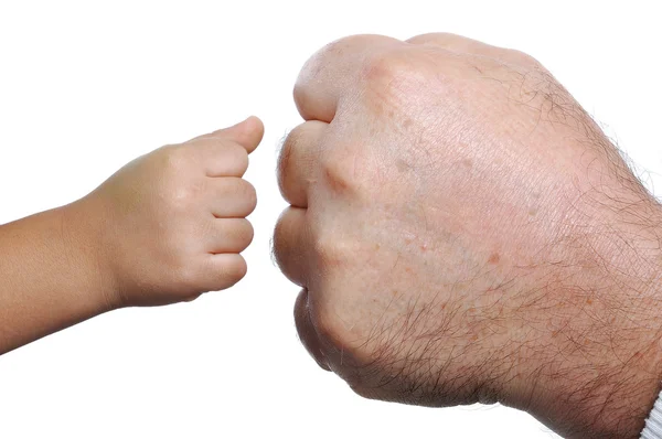 Big and small, two hands — Stock Photo, Image