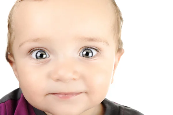 Retrato de adorável bebê de olhos azuis. Face close-up — Fotografia de Stock