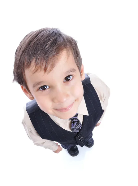 Malé roztomilé dítě v obleku, samostatný — Stock fotografie