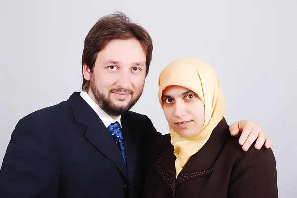 Muslim modern couple, wife and husband — Stock Photo, Image