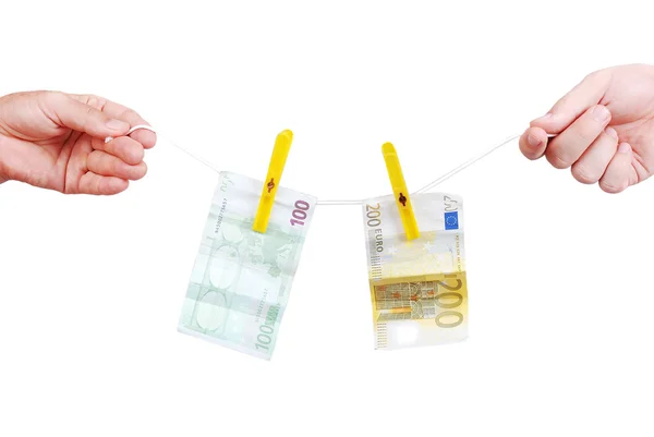 Washing money between two hands — Stock Photo, Image