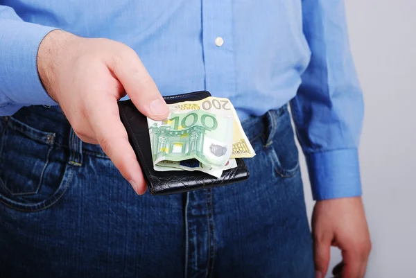 Currency, one hundred euro in hands of male — Stock Photo, Image