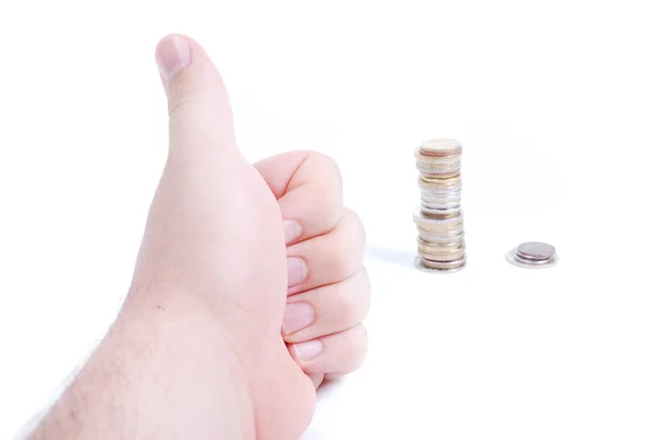 stock image Many coins in one place isolated