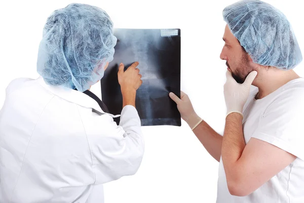 Two male doctors looking at scan image — Stock Photo, Image