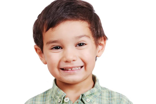 Mycket trevlig söt pojke med leende på ansiktet, isolerade — Stockfoto
