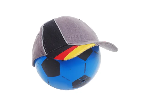 Blue ball as a person, with hat on — Stock Photo, Image