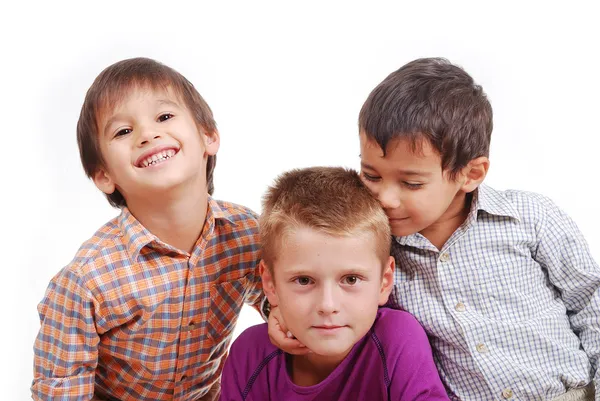 Mała Grupa dzieci, szczęście, na białym tle — Zdjęcie stockowe