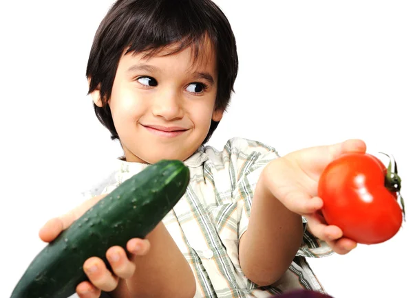 Dziecko i świeże warzywa Obraz Stockowy
