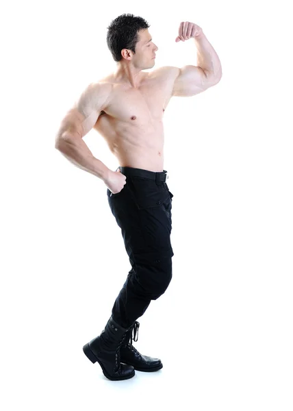 De perfecte mannelijke lichaam - awesome bodybuilder poseren Stockfoto