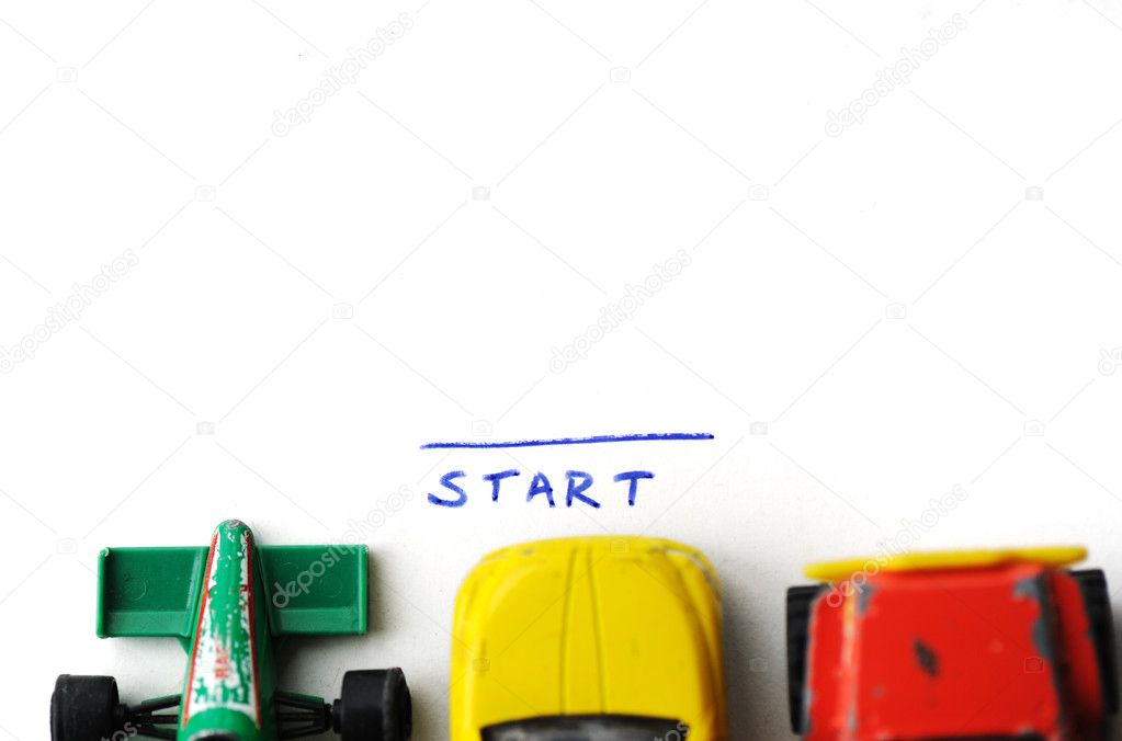 Cars race, start and finish concept