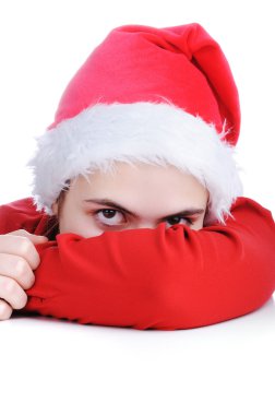 Masa üzerinde güzel bir Noel Baba kız