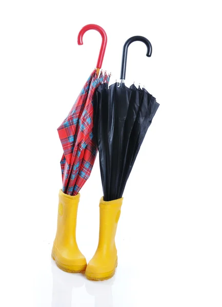 Şemsiye ve çizmeler — Stok fotoğraf