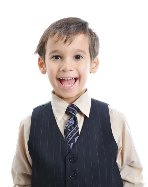 Un niño lindo en traje de negocios aislado —  Fotos de Stock