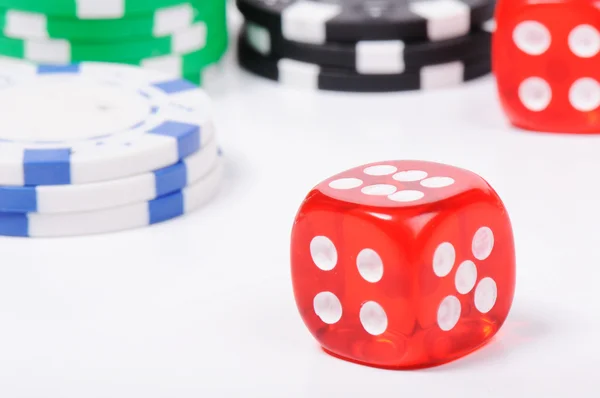 Casino, coins, cubes, isolated — Stock Photo, Image