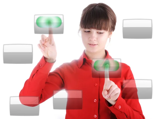 Girl with digital buttons — Stock Photo, Image