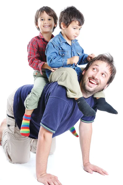 Happy family, father and sons — Stock Photo, Image