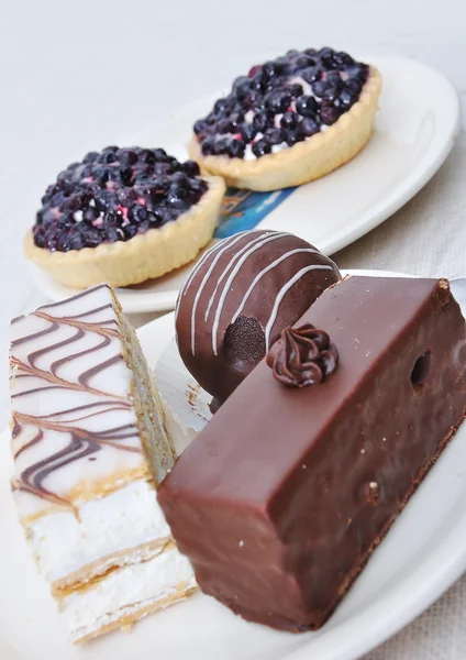 蓝莓蛋糕、 甜点 — 图库照片