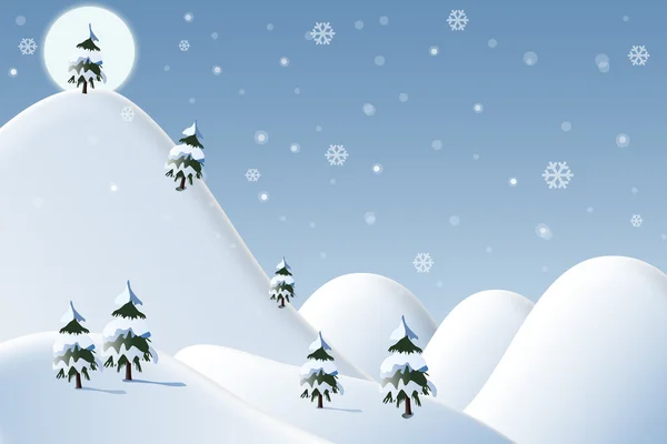 Открытка на Рождество: зимний пейзаж с белыми снежинками и деревьями, с 2011 г. ! — стоковое фото