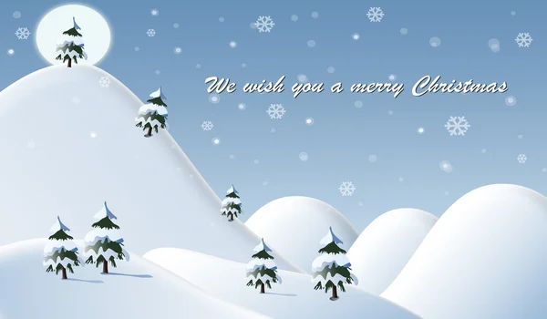 卡为圣诞节： 2011年冬季景观与白色的雪花和树木，快乐! — 图库照片
