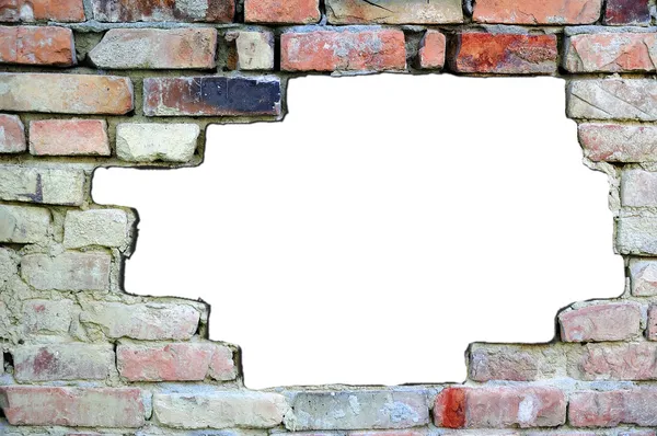 Mur en brique standard, couleur différente, avec place blanche pour le texte — Photo