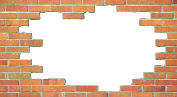 Standaard bakstenen muur, oranje kleur, met witte plek voor tekst — Stockfoto