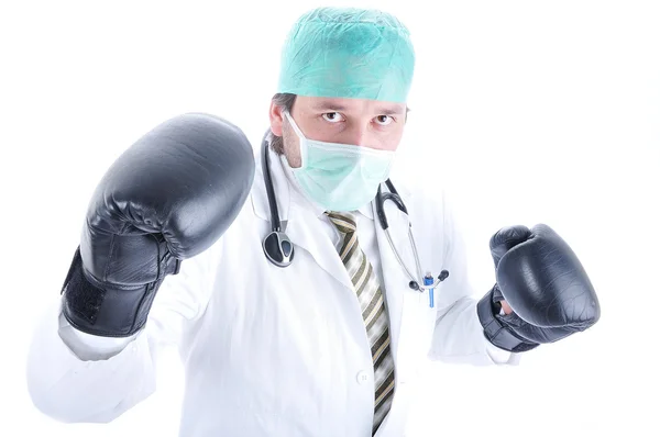 Νέος γιατρός, με γάντια του μποξ — Φωτογραφία Αρχείου