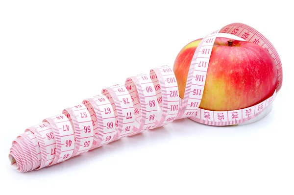 Strumenti di misura intorno alla mela — Foto Stock