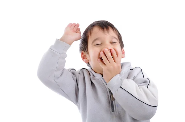 Bambino positivo isolato, ridente e gestuale — Foto Stock