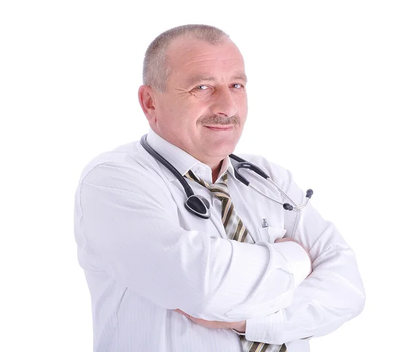 Positiva äldre manliga läkare i karakteristiska kläder — Stockfoto