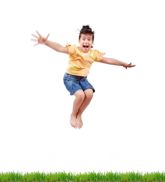 Menina feliz pulando — Fotografia de Stock