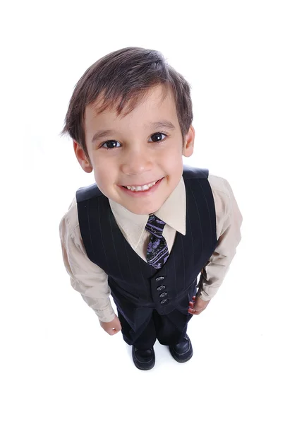 Positiva kid i kostym — Stockfoto