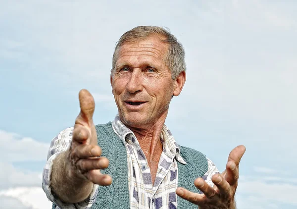 Homem de meia-idade com gestos interessantes — Fotografia de Stock