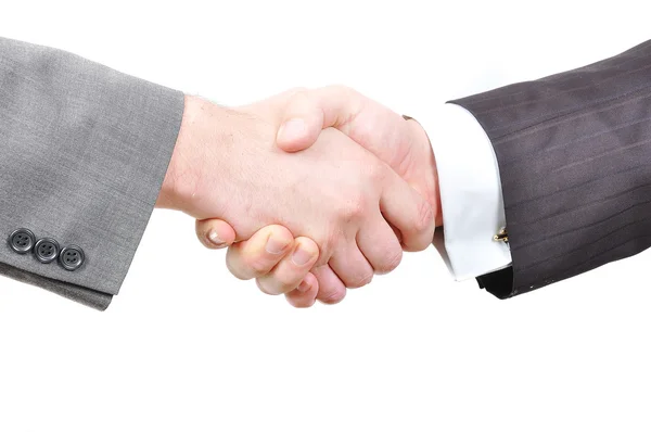 Two businessmen hands shaking — Stockfoto