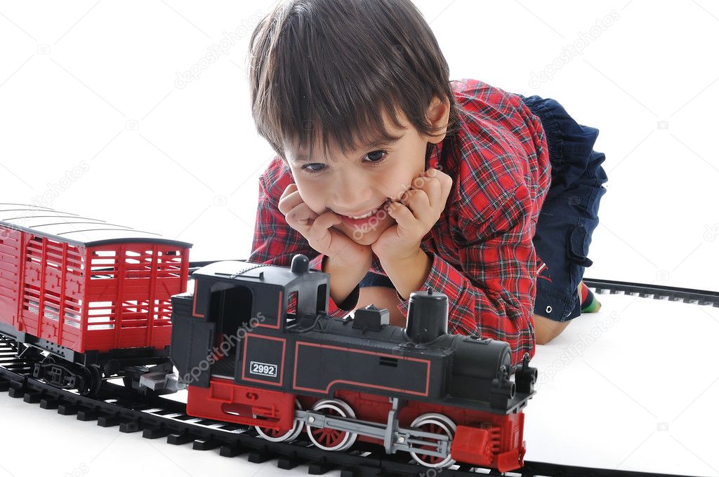 Stationair scherp Verstelbaar Trein speelgoed, aanwezig voor kinderen ⬇ Stockfoto, rechtenvrije foto door  © zurijeta #9993407