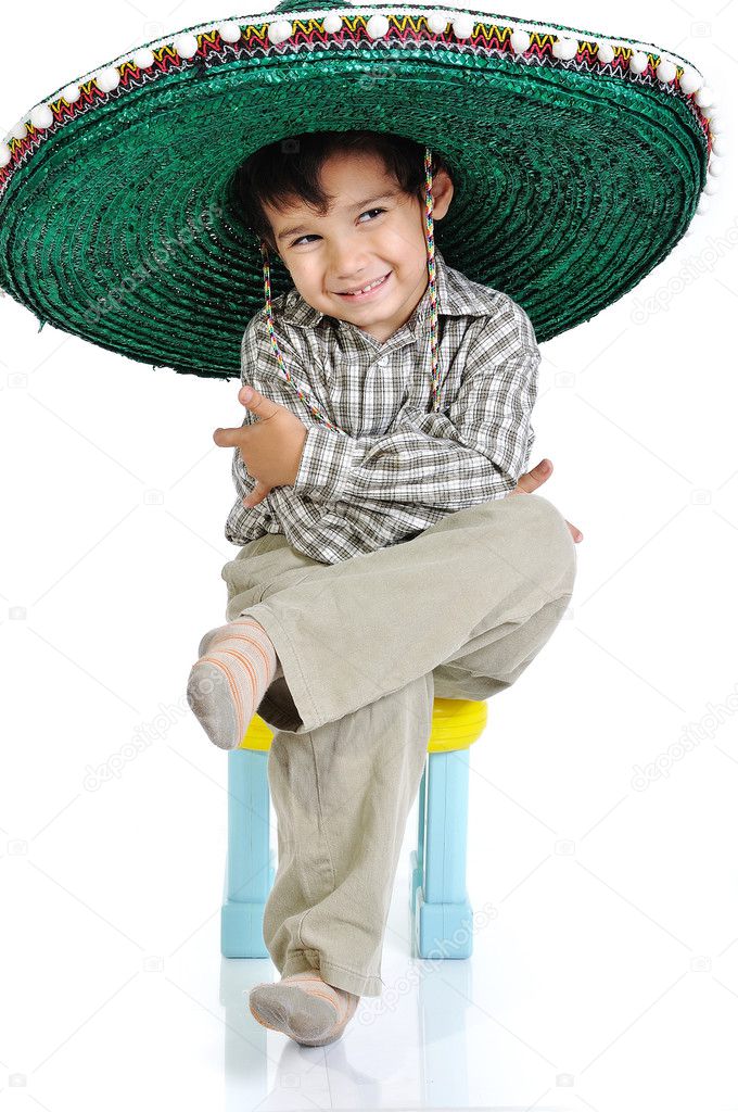 Cute kid with mexican hat on head
